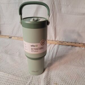 Ello Oasis Go 24oz Stainless Steel Tumbler Retractable Straw Thyme Green Tumbler